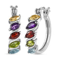 Multi Gemstone Hoop Earrings in Stainless Steel 2.50 ctw - Sticky add to cart bar