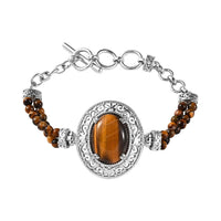 Karis Lapis Lazuli Toggle Clasp Bracelet in Platinum Bond & Stainless Steel (6.50 In) 26.65 ctw