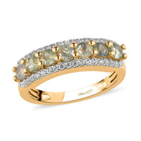 Narsipatnam Alexandrite, Natural White Zircon Ring in Vermeil YG Over Sterling Silver (Size 10.0) 1.35 ctw
