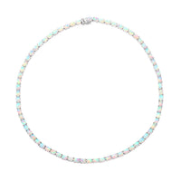 Premium Ethiopian Welo Opal Tennis Necklace 18 Inches in Platinum Over Sterling Silver 21.25 ctw