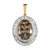 Iliana 18K Yellow Gold AAA Turkizite and G-H SI Diamond Double Halo Pendant 4 Grams 7.90 ctw