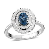 LUXORO 10K White Gold AAA Santa Maria Aquamarine, Diamond (0.40 cts) Cocktail Ring (Size 7.0) (3.10 g) 1.05 ctw