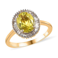 LUXORO 14K Yellow Gold AAA Natural Canary Tourmaline, Diamond (G-H, I2) (0.40 cts) Halo Ring (Size 8.0) (3.35 g) 2.00 ctw