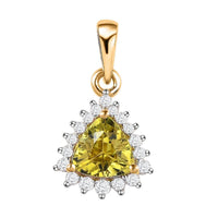 Luxoro 14K Yellow Gold AAA Natural Canary Tourmaline and G-H I2 Diamond Halo Pendant 1.00 ctw