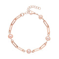 White Freshwater Pearl Paper Clip Chain Station Bracelet in Stainless Steel (7.50-9In) - Sticky add to cart bar