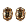 Golden Tanzanite and Natural Champagne Diamond Stud Earrings in Vermeil YG Over Sterling Silver 1.10 ctw - Sticky add to cart bar