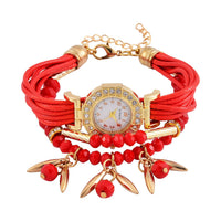 Strada Austrian Crystal, Gray Pearl Glass, Resin Japanese Movement Bracelet Watch in Goldtone with Gray Nylon Strap (25.4 mm) (8.00-9.00 Inches)