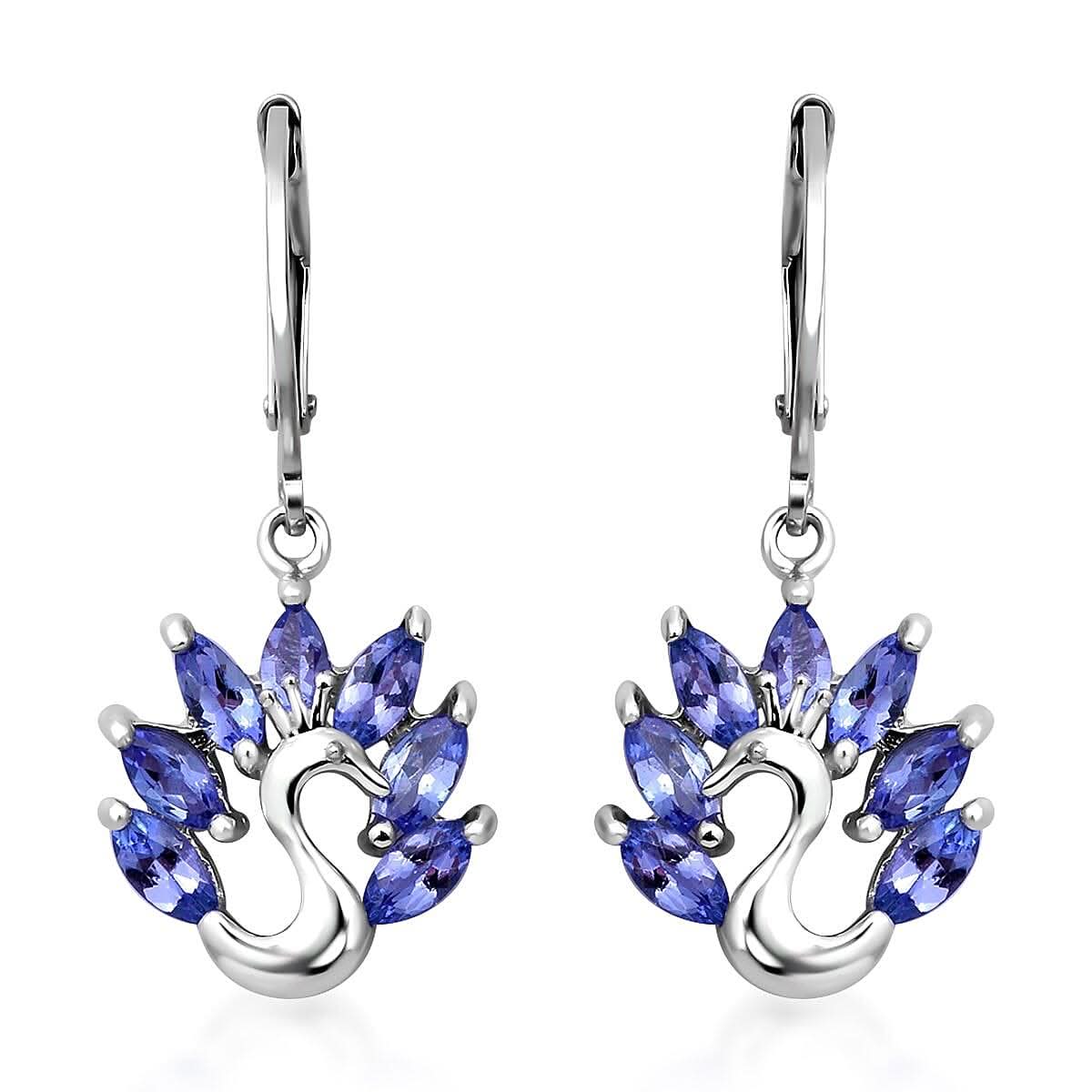 Tanzanite Peacock Earrings in Sterling Silver 2.00 ctw