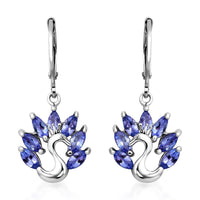 Tanzanite Peacock Earrings in Sterling Silver 2.00 ctw