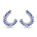 Tanzanite Ear Climber Earrings, White Zircon Accent Earrings, Tanzanite Earrings,  Sterling Silver Earrings, Gifts For Her, Fashion Earrings 2.85 ctw - Sticky add to cart bar