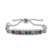 Multi Color Simulated Diamond Bolo Bracelet in Stainless Steel 9.00 ctw