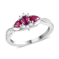 Premium Montepuez Ruby and Natural White Zircon Infinity Band Ring in Platinum Over Sterling Silver 0.60 ctw