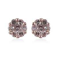 Pressure Set Natural Pink Diamond Stud Earrings in Vermeil Rose Gold Over Sterling Silver 0.15 ctw