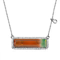 Luxoro 10K White Gold Premium Bi-Color Tourmaline and G-H I3 Diamond Necklace 18 Inches 11.50 ctw - Sticky add to cart bar