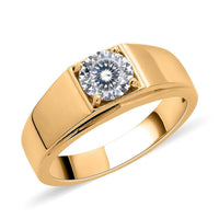 Doorbuster 120 Facet Moissanite Men's Ring in Vermeil Yellow Gold Over Sterling Silver 8.50 Grams 1.40 ctw