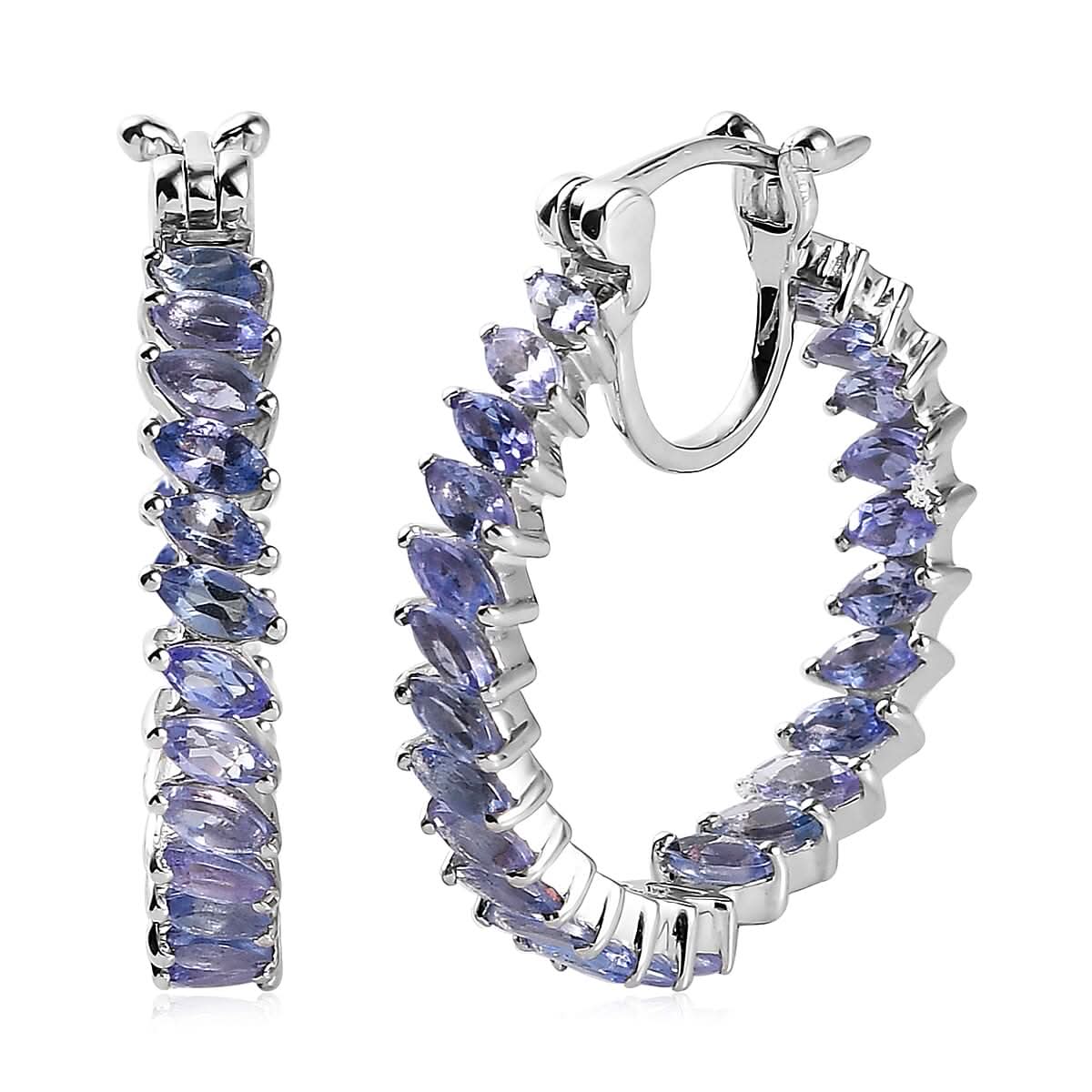 Karis Tanzanite Inside Out Hoop Earrings in Platinum Bond 3.50 ctw