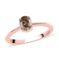LUXORO 10K Rose Gold Natural Champagne Diamond Solitaire Ring 0.50 ctw - Sticky add to cart bar