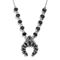 Artisan Crafted Elite Shungite Squash Blossom Necklace 18 Inches in Sterling Silver 8.35 ctw