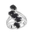 Australian Black Sapphire 5 Stone Ring in Platinum Over Sterling Silver 5.40 ctw - Sticky add to cart bar