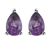 Amethyst Solitaire Stud Earrings in Stainless Steel 1.00 ctw