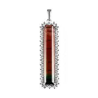 Luxoro 10K White Gold Premium Watermelon Tourmaline and G-H I3 Diamond Pendant 13.55 ctw