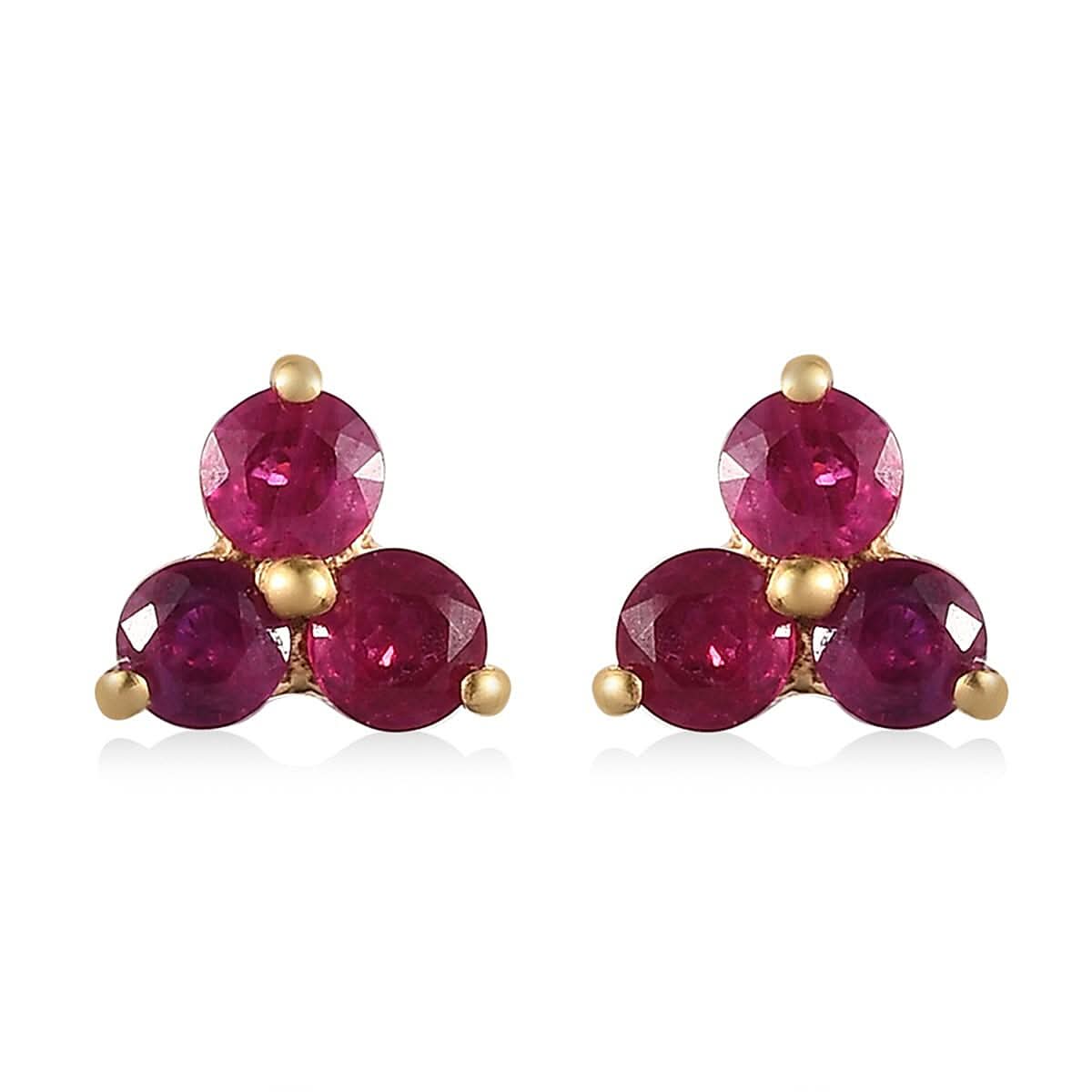 Premium Montepuez Ruby Stud Earrings in Vermeil YG Over Sterling Silver 0.50 ctw
