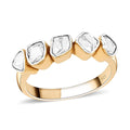 Polki Cut Moissanite 5 Stone Ring in Sterling Silver 0.50 ctw - Sticky add to cart bar