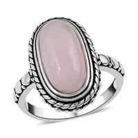 Marropino Morganite Oval Ring in Black Oxidized Silvertone 5.50 ctw