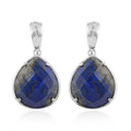 Lapis Lazuli Earrings in Rhodium Over Stainless Steel 16.00 ctw - Sticky add to cart bar