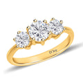 Moissanite 3 Stone Ring in Platinum Over Sterling Silver 1.75 ctw - Sticky add to cart bar