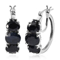 Midnight Sapphire Hoop Earrings in Platinum Over Sterling Silver 12.35 ctw - Sticky add to cart bar
