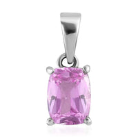 Lab Created Pink Sapphire Solitaire Pendant in Stainless Steel 1.85 ctw