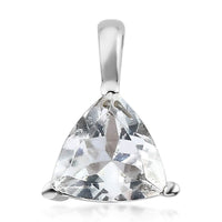 White Topaz Solitaire Pendant in Stainless Steel 1.35 ctw
