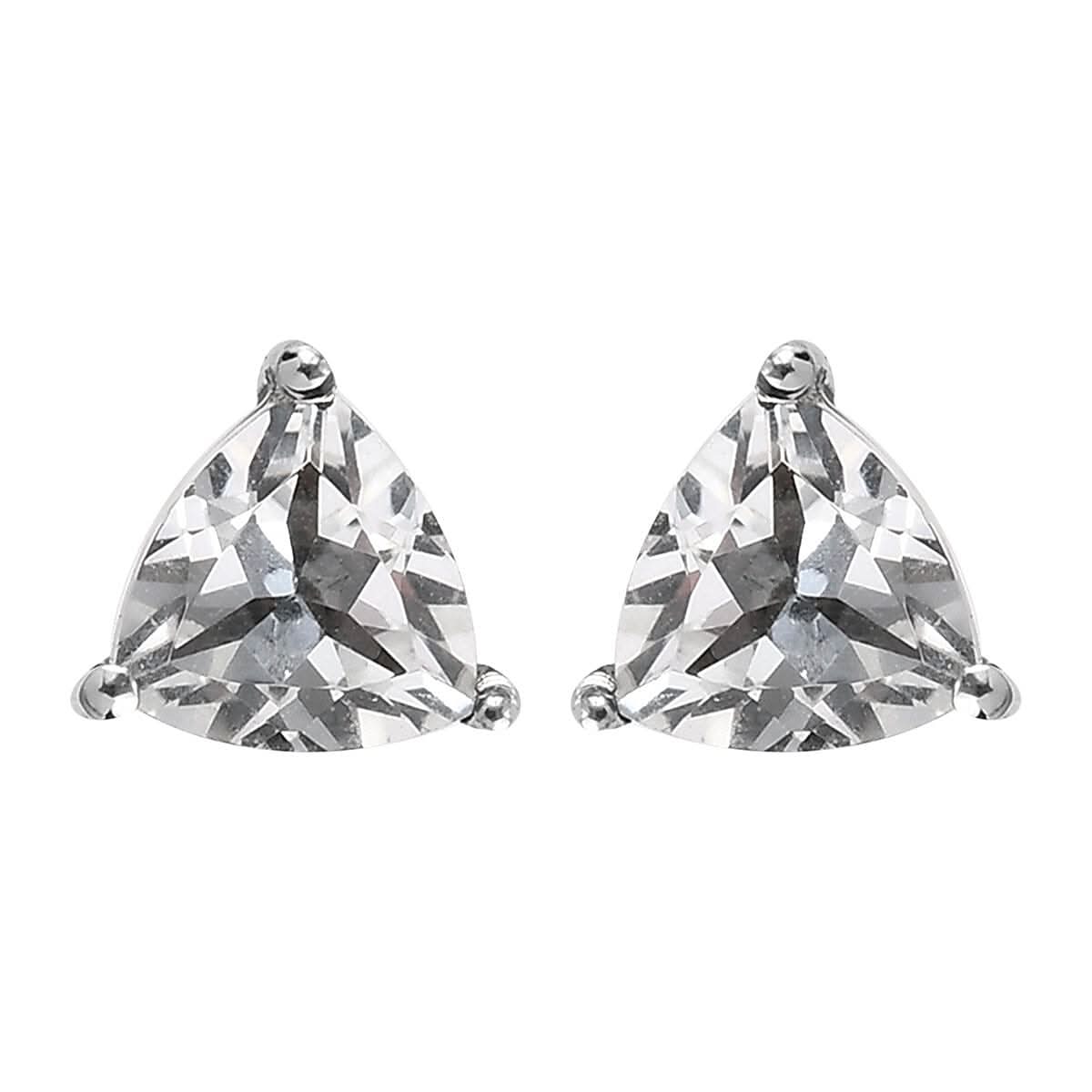 White Topaz Solitaire Stud Earrings in Stainless Steel 1.50 ctw