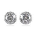 One Time Only 100 Facet Moissanite (Rnd 6.5mm) Solitaire Stud Earrings in Platinum Over Sterling Silver 1.90 ctw - Sticky add to cart bar
