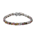 TLV Multi-Tourmaline Tennis Bracelet in Platinum Over Sterling Silver (6.50 In) (10.55 g) 9.75 ctw - Sticky add to cart bar