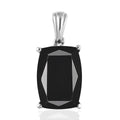 Thai Black Spinel Solitaire Pendant without Chain in Stainless Steel 8.50 ctw , Tarnish-Free, Waterproof, Sweat Proof Jewelry - Sticky add to cart bar