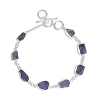 Artisan Crafted Rough Cut Grandidierite Toggle Clasp Bracelet in Sterling Silver (7.25-8In) 41.75 ctw