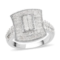 TLV Blue Diamond (IR), Diamond Cluster Ring in Platinum Over Sterling Silver (Size 8.0) 1.00 ctw - Sticky add to cart bar