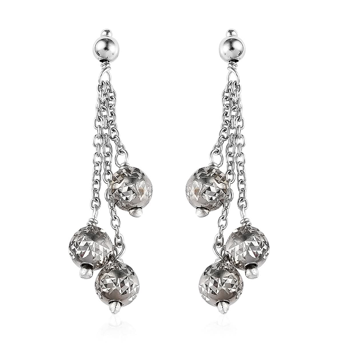 Platinum Over Sterling Silver Dangle Earrings 1.90 Grams