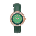 Strada Austrian Crystal Japanese Movement Green Cutting Glass Dial Watch in Dark Green Faux Leather Strap (33mm) - Sticky add to cart bar