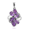African Amethyst Cluster Pendant in Stainless Steel 2.35 ctw - Sticky add to cart bar