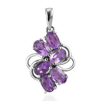 African Amethyst Cluster Pendant in Stainless Steel 2.35 ctw
