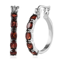 Amethyst Hoop Earrings in Stainless Steel 4.40 ctw