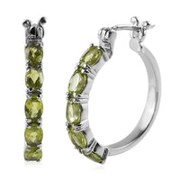 Peridot Hoop Earrings in Stainless Steel 4.75 ctw