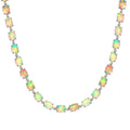 Doorbuster Premium American Natural Sleeping Beauty Turquoise Tennis Necklace 18 Inches in Platinum Over Sterling Silver 18.50 Grams 42.40 ctw - Sticky add to cart bar