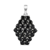 Thai Black Spinel Pendant without Chain in Stainless Steel 3.25 ctw , Tarnish-Free, Waterproof, Sweat Proof Jewelry