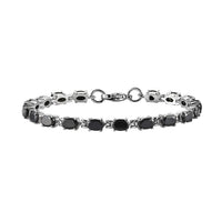 Natural Thai Black Spinel Link Bracelet in Stainless Steel (6.50 In) 10.65 ctw