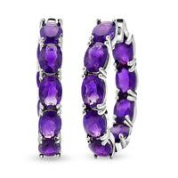 Doorbuster Amethyst Inside Out Hoop Earrings in Rhodium Over Sterling Silver 13.65 ctw