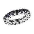 Australian Black Sapphire Eternity Band Ring in Platinum Over Sterling Silver 7.40 ctw - Sticky add to cart bar